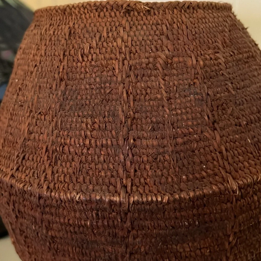 Large Antique African hand woven basket 12” x8.5”